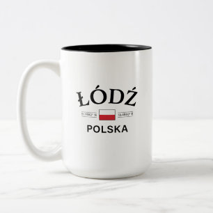 Lodz Polska (Poland) Polish Coordinates Two-Tone Coffee Mug