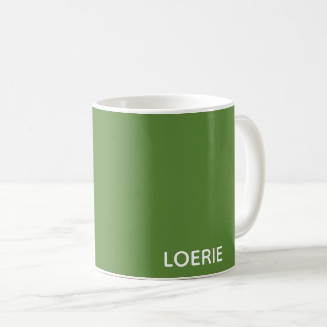 Loerie green color name coffee mug (Front Right)