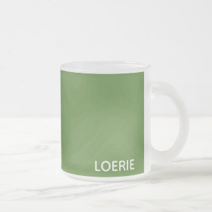Loerie green color name frosted glass coffee mug