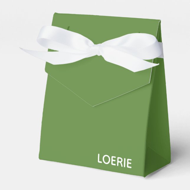 Loerie green colour name favour box (Front Side)