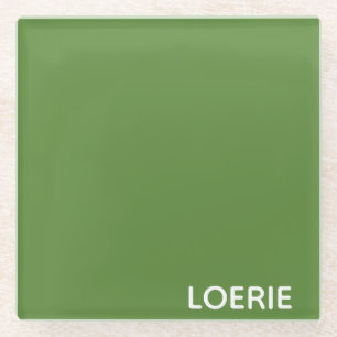 Loerie green colour name glass coaster