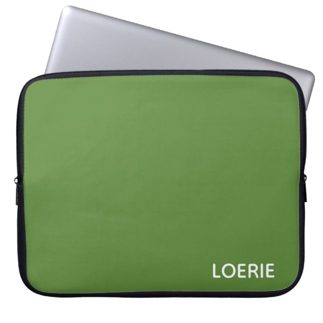 Loerie green colour name laptop sleeve (Front)