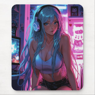 Lofi Gamer Girl   Chill Anime Aesthetic Mouse Mat