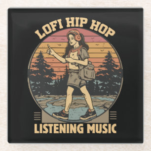 Lofi hip hop chillhop music glass coaster