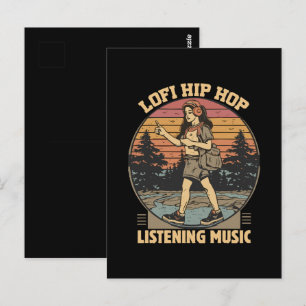 Lofi hip hop chillhop music postcard