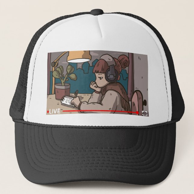 Lofi Hiphop Chill Radio Trucker Hat (Front)