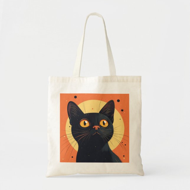 Lofi Style Black Cat Tote Bag (Front)