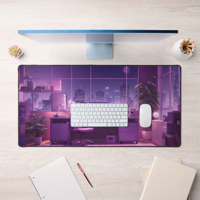Lofi Style Nighttime Office Desk Mat (Office 1)