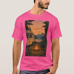 Lofi Sunset Vanlife Campfire By The Lake T-Shirt