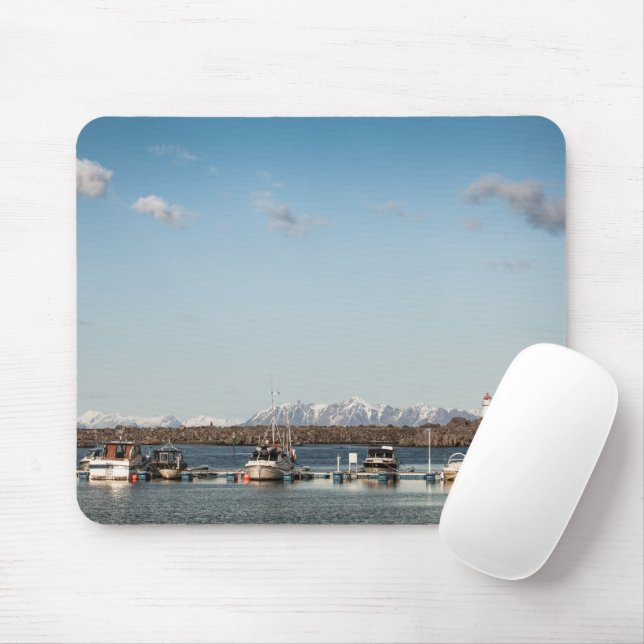 Lofoten Fishing Boats Mouse Mat (With Mouse)