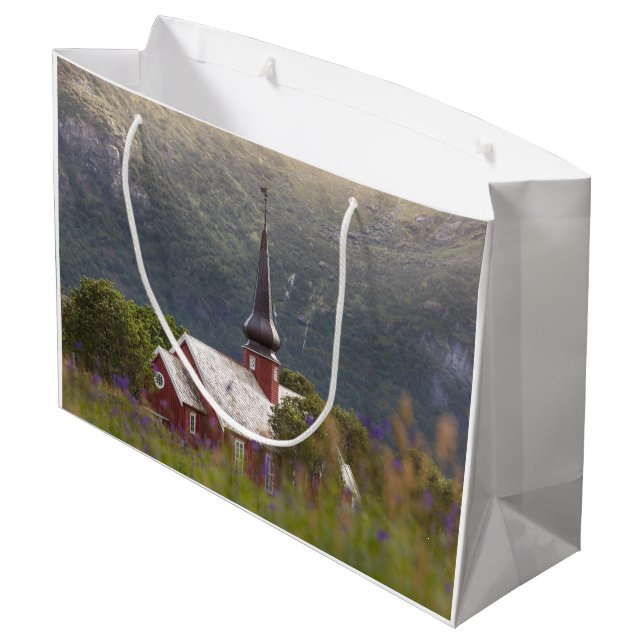 Lofoten Flakstad Church Large Gift Bag (Back Angled)