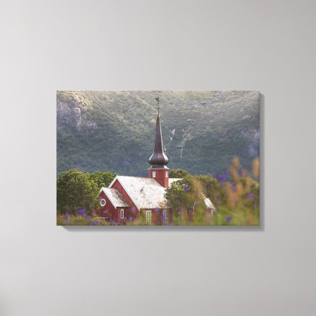 Lofoten Islands Flakstad Church Canvas Print (Front)