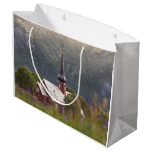 Lofoten Islands Flakstad Church Large Gift Bag