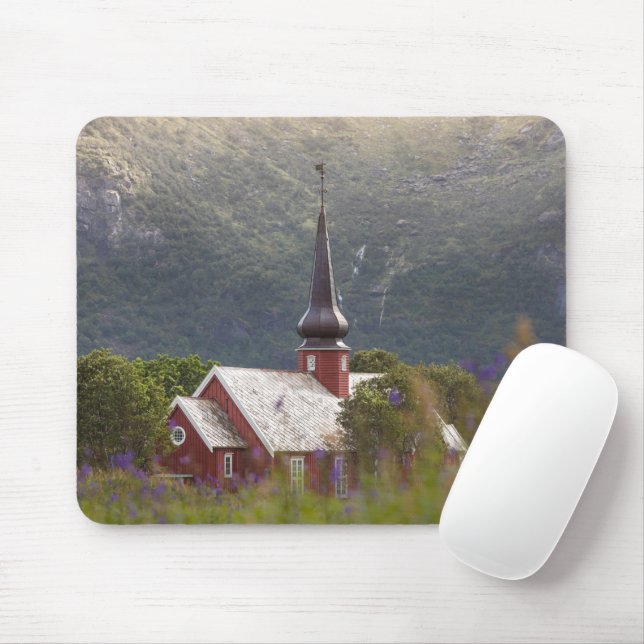 Lofoten Islands Flakstad Church Mouse Mat (With Mouse)