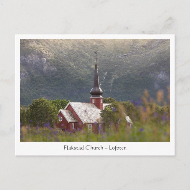 Lofoten Islands Flakstad Church Postcard (Front)