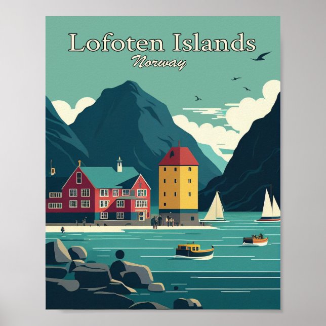 Lofoten Islands Minimalist Vintage Art Poster (Front)