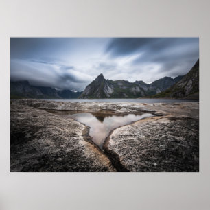 Lofoten Islands Mountain Landscape Photo Poster