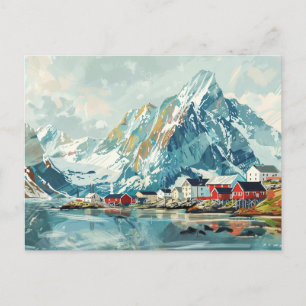 Lofoten Islands, Norway Retro Travel Postcard
