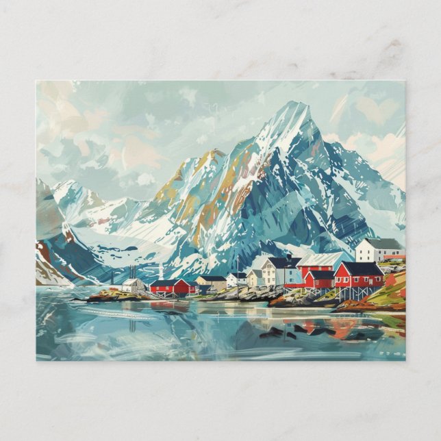 Lofoten Islands, Norway Retro Travel  Postcard (Front)