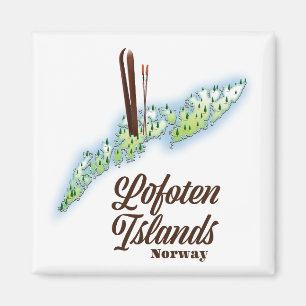 Lofoten islands, Norway ski poster. Magnet