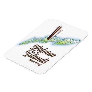 Lofoten islands, Norway ski poster. Magnet