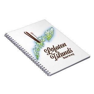 Lofoten islands, Norway ski poster. Notebook