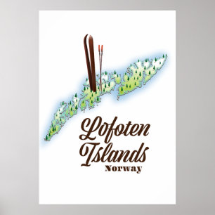 Lofoten islands, Norway ski poster. Poster