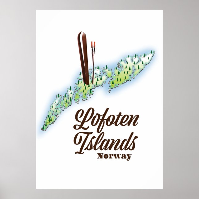 Lofoten islands, Norway ski poster. Poster (Front)
