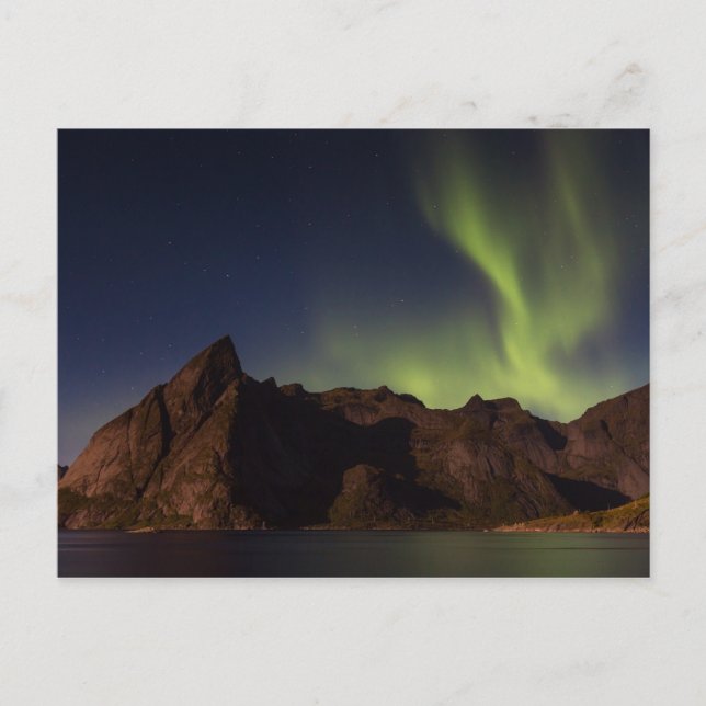 Lofoten - Northern lights over Olstind postcard (Front)