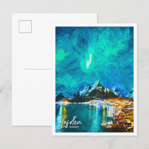 Lofoten Norway Beautiful Oil Paint Landscape Postcard