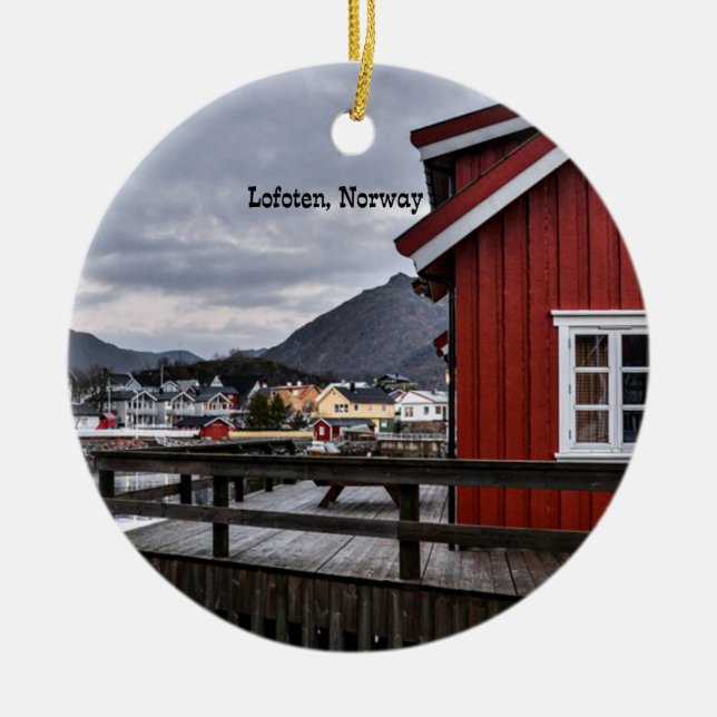 Lofoten, Norway Ceramic Tree Decoration (Front)