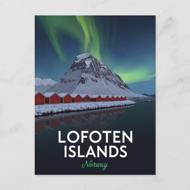 Lofoten Norway Northern Lights Postcard (Front)