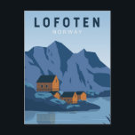 Lofoten Norway Travel Vintage Art Postcard<br><div class="desc">Lofoten vector art design. Its known for its dramatic scenery,  with peaks like the Svolværgeita pinnacle jutting up into the sky.</div>