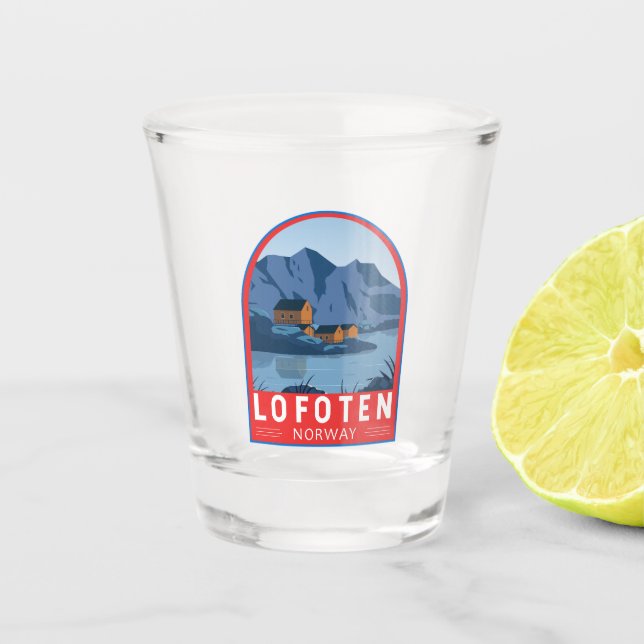 Lofoten Norway Travel Vintage Art Shot Glass (Front)