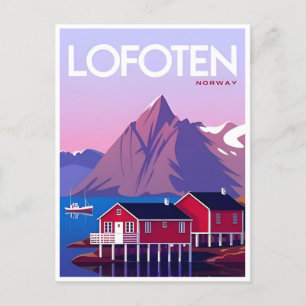 Lofoten Norway vintage travel winter europe Postcard