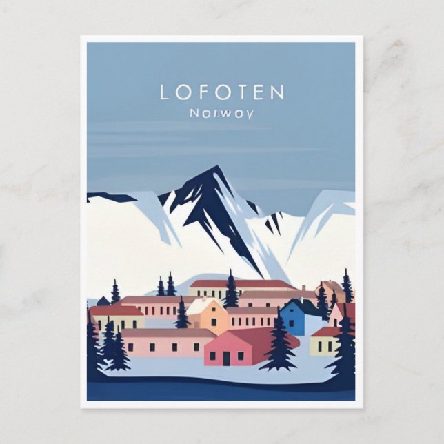 Lofoten Norway vintage travel winter europe Postcard (Front)