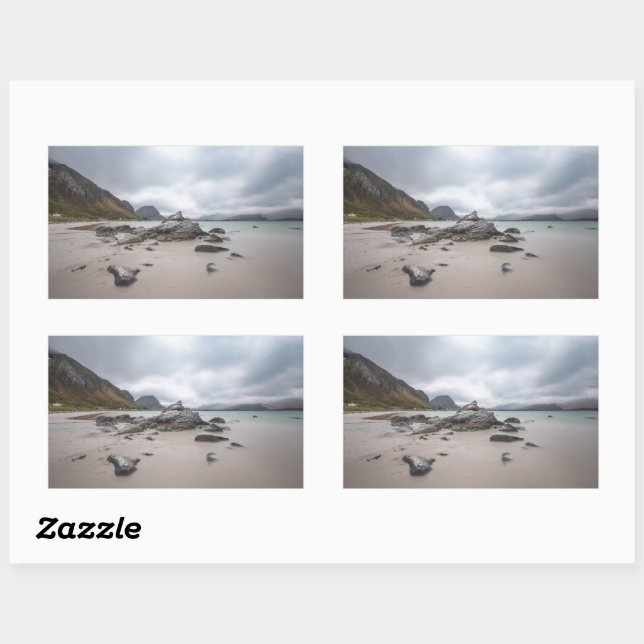 Lofoten Ramberg Beach Rectangular Sticker (Sheet)