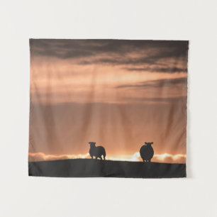 Lofoten Sunset Sheep Nature Photo Tapestry