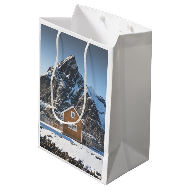 Lofoten Yellow Cabin Medium Gift Bag (Back Angled)