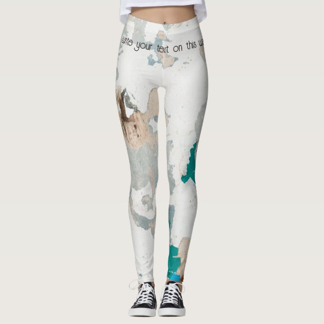 Loft style old painted brick wall  leggings (Front)