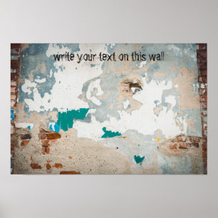 Loft style old painted brick wall  poster