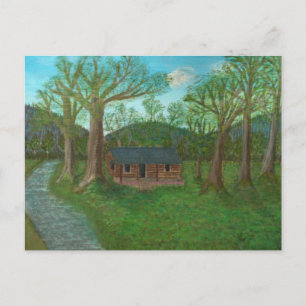 Log Cabin and Trees Postcard