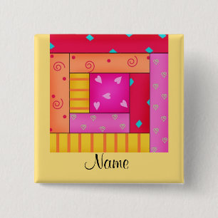 Log Cabin Block Name Button Badge