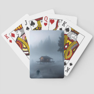 Log Cabin by the Haunted Lake Playing Cards