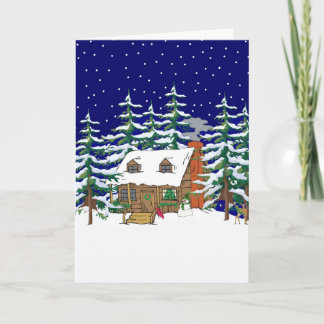 Log Cabin Christmas Holiday Card