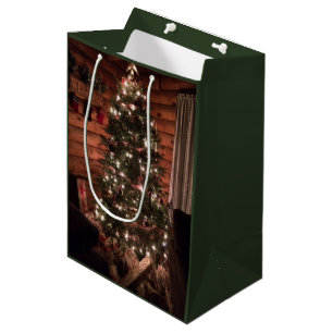 Log Cabin Christmas Medium Gift Bag