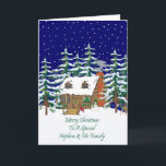 Log Cabin Christmas Nephew & Family Holiday Card<br><div class="desc">card</div>