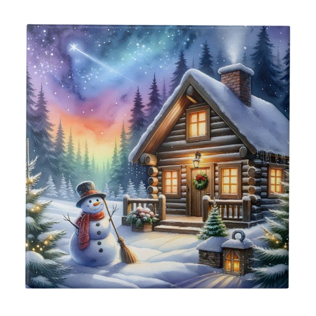 Log Cabin - Christmas Tile (Front)