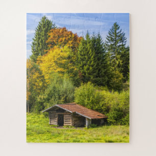 Log Cabin Cottage in the Mountains Jigsaw Puzzle