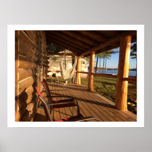 Log Cabin Front Porch and Swing Poster